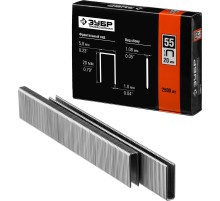 ЗУБР тип 18GA (55/90/C) 20 мм, 2500 шт, скобы для степлера, Профессионал (31855-20)