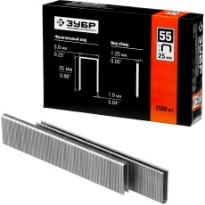 ЗУБР тип 18GA (55/90/C) 25 мм, 2500 шт, скобы для степлера, Профессионал (31855-25)