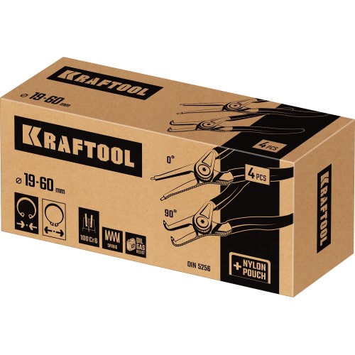 KRAFTOOL 4 шт, 180 мм, съемник стопорных колец (22812-H4)