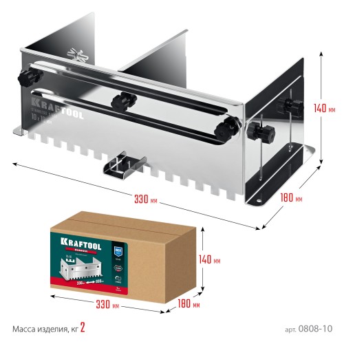 KRAFTOOL BUNKER зуб 10*10 мм, до 600 мм, нерж. сталь, Раздвижная гребенка для плитки (0808-10)