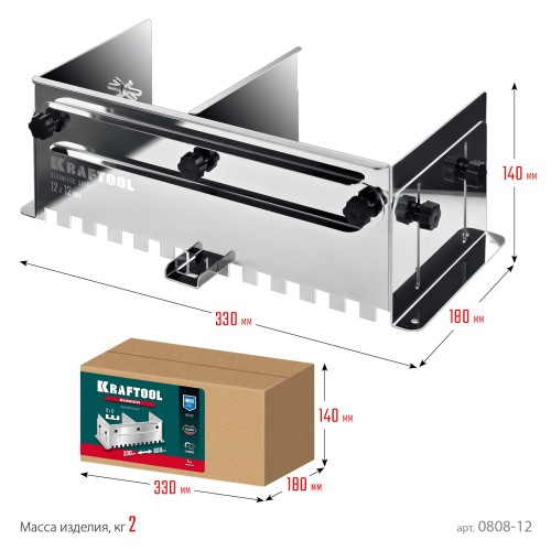 KRAFTOOL BUNKER зуб 12*12 мм, до 600 мм, нерж. сталь, Раздвижная гребенка для плитки (0808-12)