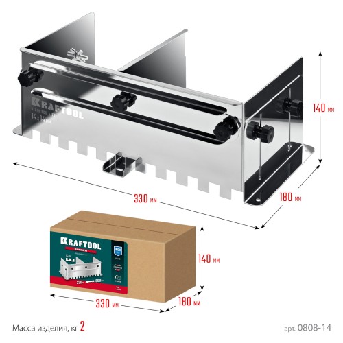 KRAFTOOL BUNKER зуб 14*14 мм, до 600 мм, нерж. сталь, Раздвижная гребенка для плитки (0808-14)