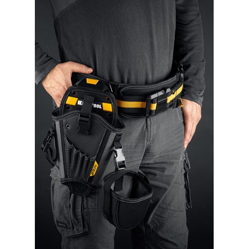 KRAFTOOL KH-5 с дополнительным съёмным карманом, с быстросъёмным креплением FastClip, 5 отделений для свёрл и бит, кобура для шуруповерта (38769)