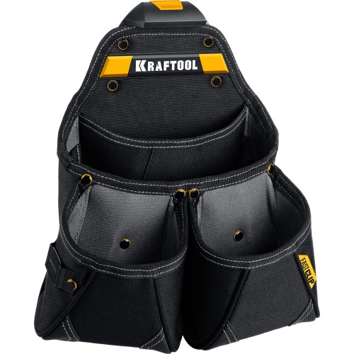 KRAFTOOL KP-15 с быстросъёмным креплением FastClip, 15 карманов и петель, 350 х 320 мм, поясная сумка (38771)