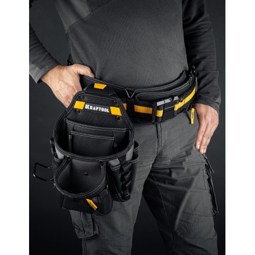 KRAFTOOL KP-27 с быстросъёмным креплением FastClip, 27 карманов и петли, 350 х 260 мм, поясная сумка (38773)