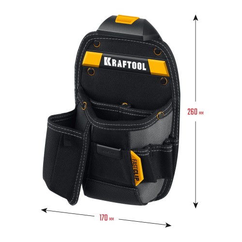 KRAFTOOL KP-8 с быстросъёмным креплением FastClip, 8 карманов и петель, 170 х 260 мм, поясная сумка (38776)