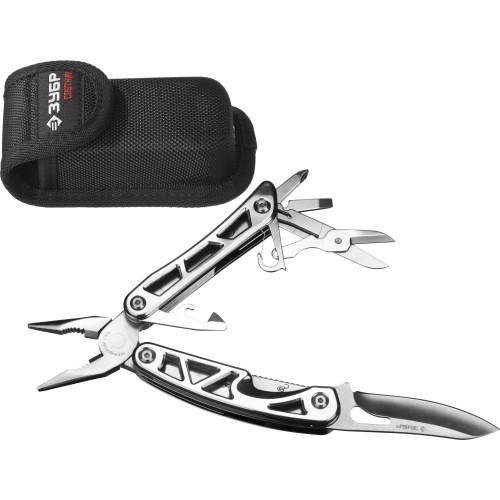 ЗУБР СПУТНИК, мультитул с подсветкой, 11 в 1, металлические ручки, нейлоновый чехол, 110 мм, ПРОФЕССИОНАЛ (47770)