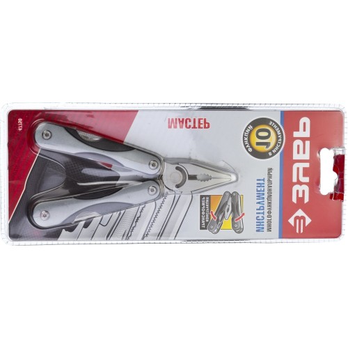 ЗУБР МАСТЕР, мультитул, 10 в 1, мини, металлические ручки, нейлоновый чехол, 86 мм (47750)