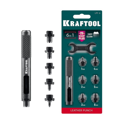 KRAFTOOL LPI-6 с набором насадок 1-6 мм, ударный пробойник для кожи (22951)