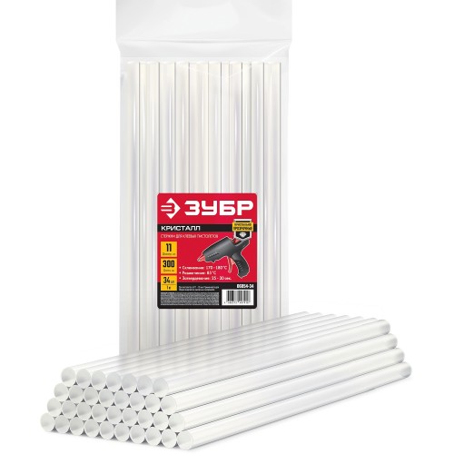 ЗУБР 11 х 300 мм, 34 шт, прозрачные универсальные клеевые стержни (06854-34)