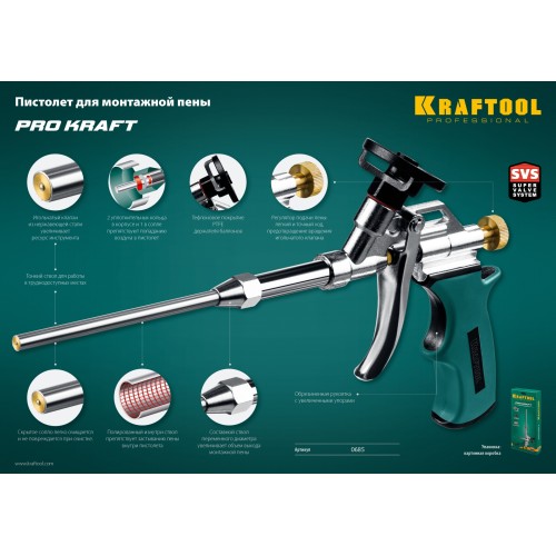 KRAFTOOL ProKraft, тефлоновый пистолет для монтажной пены (0685)
