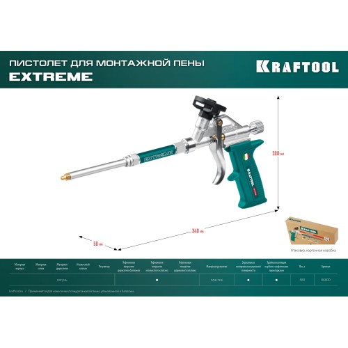 KRAFTOOL EXTREME, полностью разборный обслуживаемый пистолет для монтажной пены (06800)