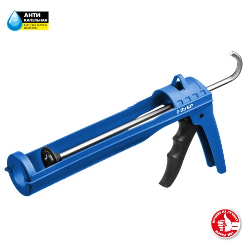 ЗУБР 310 мл, антикапельная система армированный нейлон, лёгкий полукорпусной пистолет для герметика, Профессионал (06627)