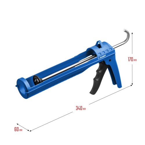 ЗУБР 310 мл, антикапельная система армированный нейлон, лёгкий полукорпусной пистолет для герметика, Профессионал (06627)