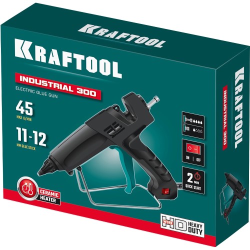 KRAFTOOL Industrial 300, d 11 - 12 мм, 45 г/мин, электрический термоклеевой пистолет (06842)