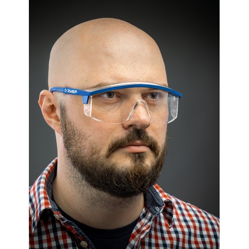 ЗУБР ПРОТОН, открытого типа, прозрачные, стекло увеличенного размера, защитные очки, Профессионал (110481)