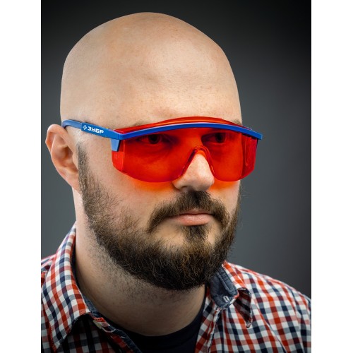 ЗУБР ПРОТОН, открытого типа, красные, стекло увеличенного размера, защитные очки, Профессионал (110483)