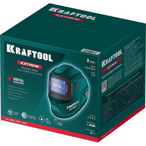 KRAFTOOL EXTREM хамелеон, затемнение 3/4-8/9-13, маска сварщика (11062)
