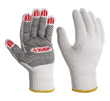 ЗУБР ОПТИМА, L (9), х/б перчатки с ПВХ покрытием (точка), 10 класс (11440-L)