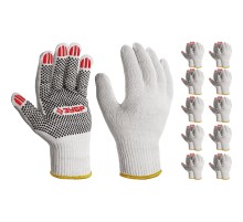 ЗУБР ОПТИМА, L (9), х/б перчатки с ПВХ покрытием (точка), 10 класс, 10 пар (11440-L10)