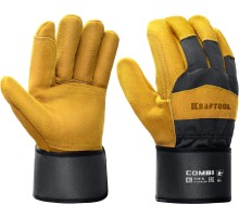 KRAFTOOL COMBI, XL (10) комбинированные двухслойные спилковые перчатки с доп. слоем на ладони (11310-XL)