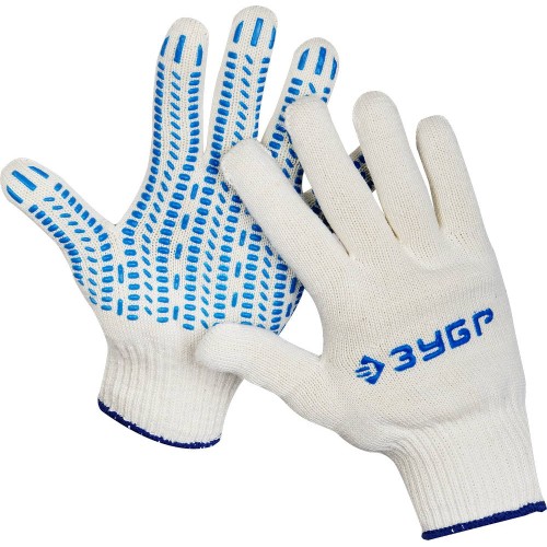 ЗУБР ПРОТЕКТОР L-XL, х/б перчатки с мягким ПВХ-гель ″протектор″, увеличенная площадь покрытия, 10 класс, 10пар, Профессионал (11390-K10)