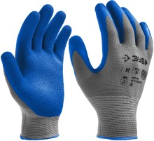 ЗУБР ЭКСПЕРТ, L (9), перчатки с тонким рельефным латексным покрытием, противоскользящие, 15 класс, Профессионал (11274-L)