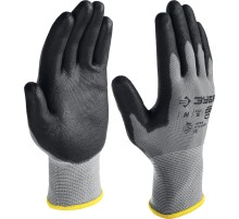 ЗУБР ТОЧНАЯ РАБОТА, M (8), перчатки с полиуретановым покрытием, тонкие, комфортные, для точных работ, 15 класс, Профессионал (11275-M)