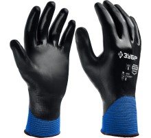 ЗУБР МЕХАНИК+, M (8), перчатки с полным нитриловым обливом, маслобензостойкие, 15 класс, Профессионал (11279-M)