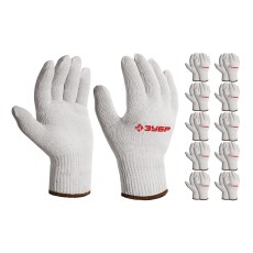 ЗУБР ОПТИМА, L-XL, х/б перчатки без покрытия, 10 класс, 10 пар (11446-XL10)