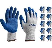 ЗУБР ЗАХВАТ, L-XL, х/б перчатки с текстурированным нитриловым обливом, повышенная износостойкость, 13 класс, 10 пар, Профессионал (11457-K10)