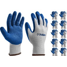 ЗУБР ЗАХВАТ, L-XL, х/б перчатки с текстурированным нитриловым обливом, повышенная износостойкость, 13 класс, 10 пар, Профессионал (11457-K10)