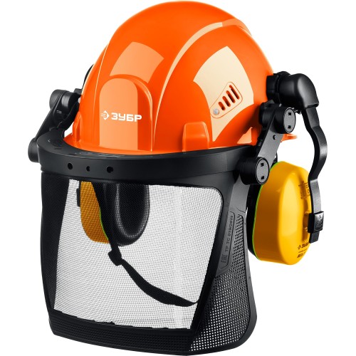 ЗУБР ТРИАДА, защитная каска в комплекте с наушниками и защитным сетчатым экраном, Профессионал (11099)