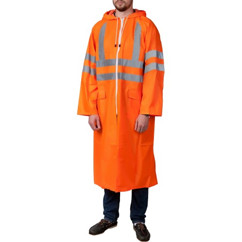 ЗУБР нейлон, сигнальный цвет, р.52-54, плащ-дождевик на молнии, Профессионал (11617-52)