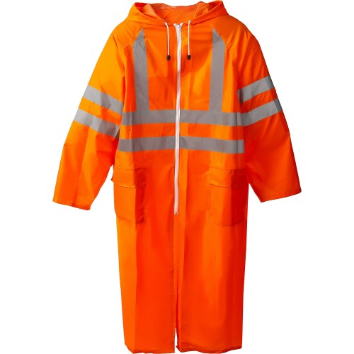 ЗУБР нейлон, сигнальный цвет, р.52-54, плащ-дождевик на молнии, Профессионал (11617-52)