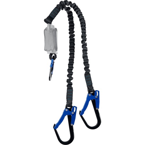 ЗУБР ПЕРЕВАЛ стальные карабины с полимерным покрытием, эластичный, L- 1.42м, разрывной ленточный амортизатор, двухплечный строп, Профессиона