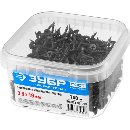 ЗУБР СГД, 19 х 3.5 мм, фосфатированное покрытие, 750 шт, саморез гипсокартон-дерево, Профессионал (300031-35-019)