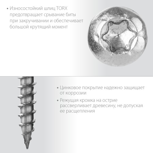 ЗУБР СПК, 40 х 5 мм, TX20, цинк, 200 шт, саморез для перфорированного крепежа, Профессионал (30061-50-40)