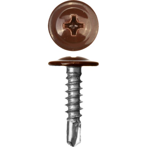 ЗУБР ПШМ-С 8017, 16 х 4.2 мм, шок.-коричн., 500 шт, саморез с пресс-шайбой и сверлом (300211-42-016-8017)