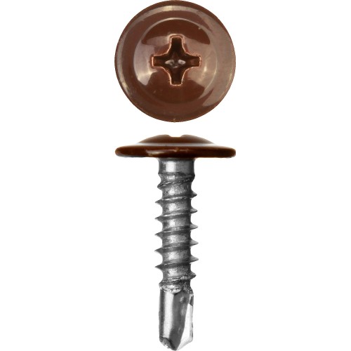 ЗУБР ПШМ-С 8017, 19 х 4.2 мм, шок.-коричн., 450 шт, саморез с пресс-шайбой и сверлом (300211-42-019-8017)