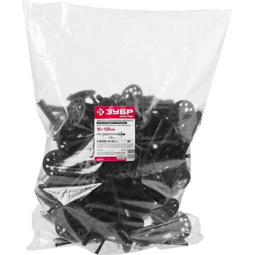 ЗУБР 10 х 120 мм, пластиковый стержень, 100 шт, дюбель для изоляционных материалов (4-301505-10-120)