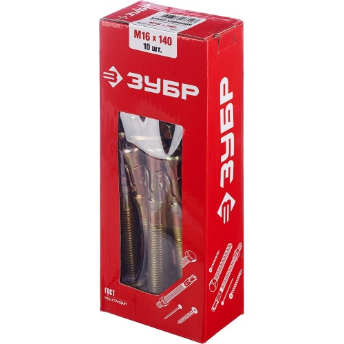 ЗУБР М16 х 140 мм, 10 шт, клиновой анкер (302032-16-140)