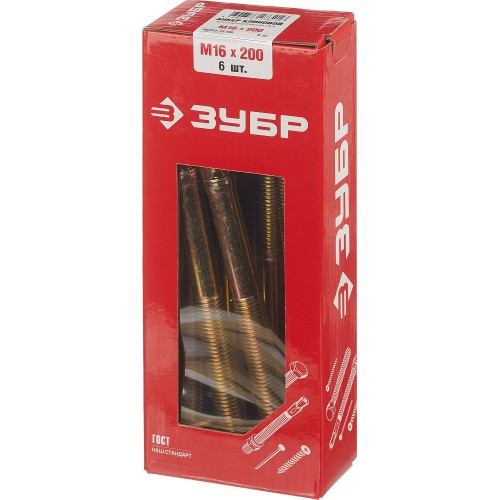 ЗУБР М16 х 200 мм, 6 шт, клиновой анкер (302032-16-200)