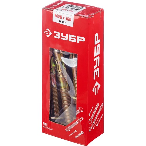 ЗУБР М20 х 160 мм, 6 шт, клиновой анкер (302032-20-160)