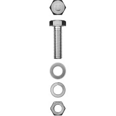 ЗУБР DIN 933, M6 х 25 мм, цинк, 10 шт, болт с гайкой и шайбами (303436-06-025)