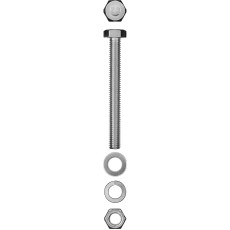 ЗУБР DIN 933, M8 х 80 мм, цинк, 3 шт, болт с гайкой и шайбами (303436-08-080)