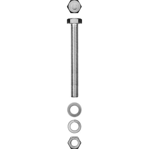 ЗУБР DIN 933, M8 х 100 мм, цинк, 2 шт, болт с гайкой и шайбами (303436-08-100)