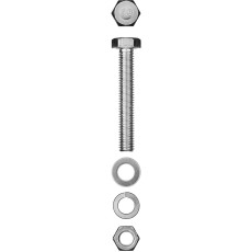 ЗУБР DIN 933, M10 х 50 мм, цинк, 2 шт, болт с гайкой и шайбами (303436-10-050)