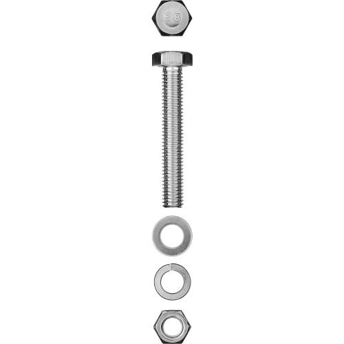 ЗУБР DIN 933, M10 х 60 мм, цинк, 2 шт, болт с гайкой и шайбами (303436-10-060)