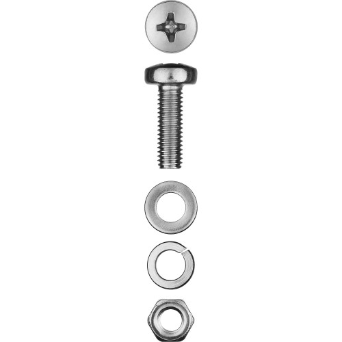 ЗУБР DIN 7985, M4 х 16 мм, цинк, 25 шт, винт с гайкой и шайбами (303476-04-016)